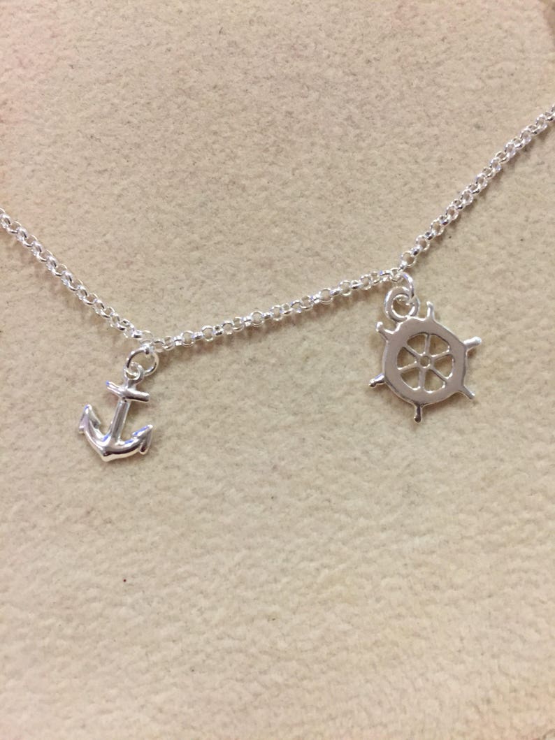 Sterling Silver Nautical Themed Anklet Sailing Navy Seashore Etsy