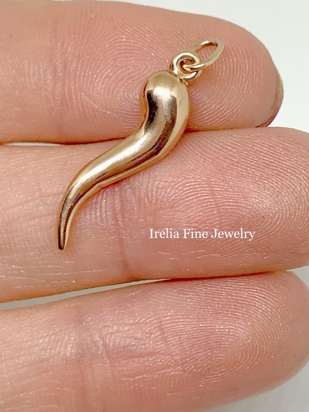 Hallow 14k Rose Gold Italian Sicilian Horn Pendant Hallow 14k Etsy