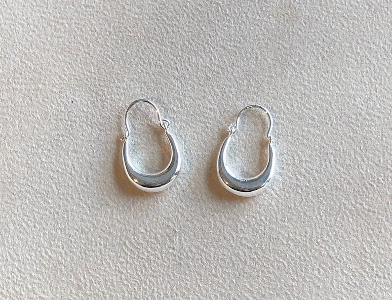 Small Sterling Silver Polished Hoop Dangle Earrings | Etsy
