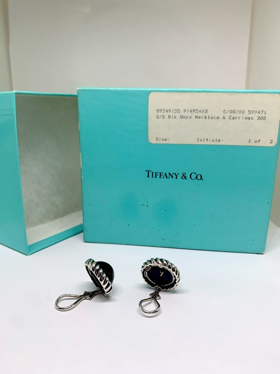 Vintage Tiffany and Co Onyx Large Stud Earrings ,… - image 6