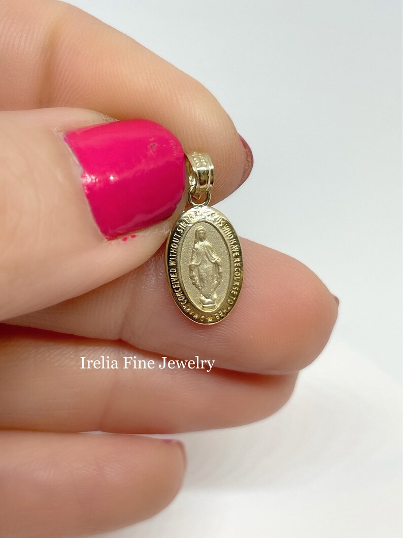 14k Yellow Gold Miraculous Medal Charm, Size 21x 8 mm |Gold Charm | Religious Jewelry Miraculous | 14 Gold - craibas.al.gov.br