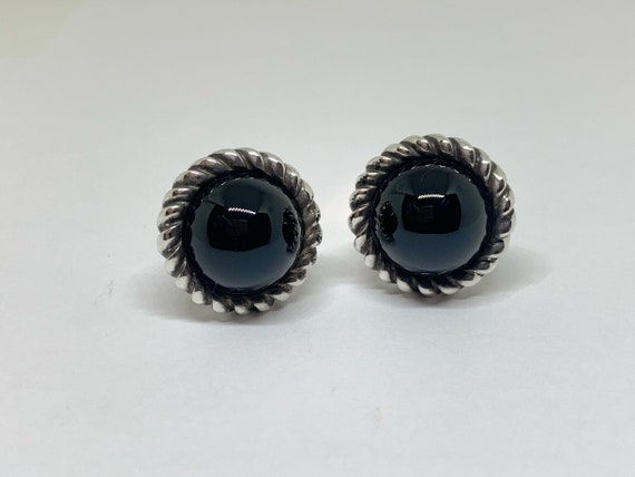 Vintage Tiffany and Co Onyx Large Stud Earrings ,… - image 4