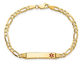 14k Gold Medical Curb Link Bracelet Size Option 7-8 inches | Solid 14k Gold | 14k | Free Courtesy Engraving