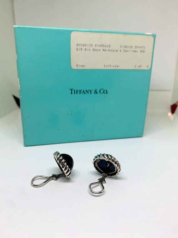 Vintage Tiffany and Co Onyx Large Stud Earrings ,… - image 2