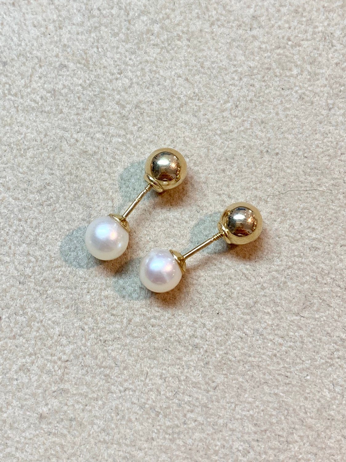 4mm 14k Yellow Gold Reversible Freshwater Cultured Pearl and - Etsy