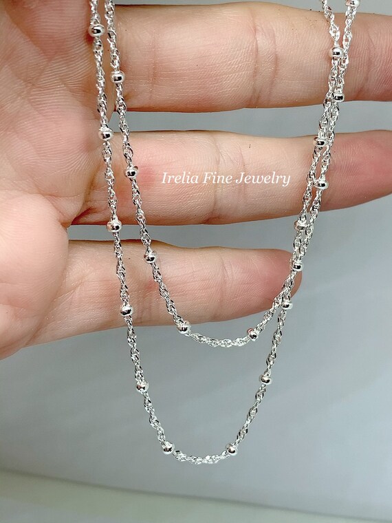 Beaded sterling silver sale chain