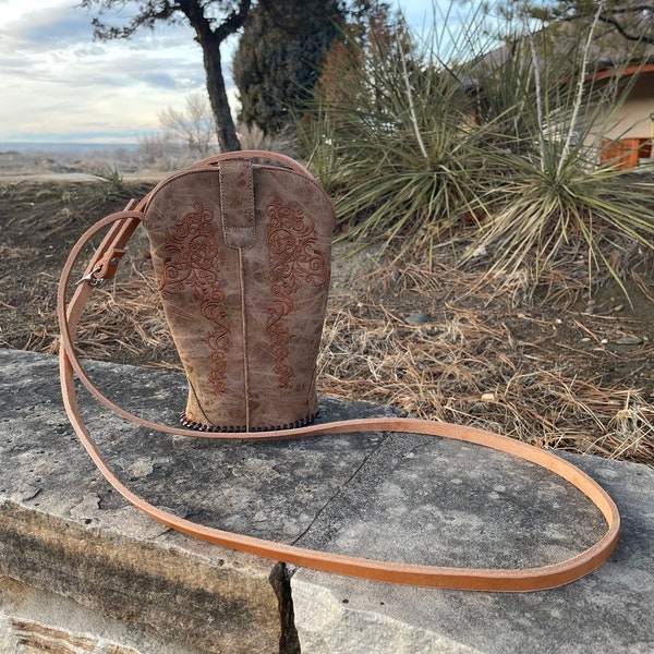 Upcycled, Cowboy Boot Purse with Cross Body Leather Strap