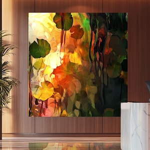 Abstract art, botanical lily pad, digital painting, room decor, wall art, instant download, printable art, gift idea, statement piece, Xmas