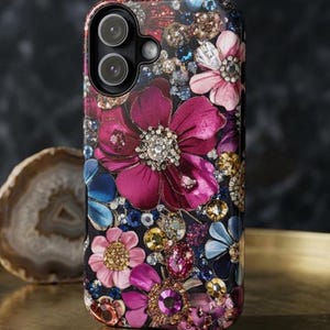 Bling Glam Tough Case, Faux Bejeweled Phone Cover, Sparkly iPhone/Samsung Case, Blingy Cell Phone Protector, Luxury Gem Phone Case, New Year