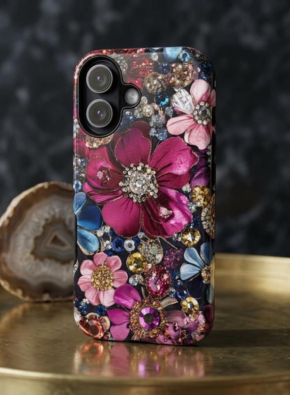 Bling Glam Tough Case, Faux Bejeweled Phone Cover, Sparkly iPhone/Samsung Case, Blingy Cell Phone Protector, Luxury Gem Phone Case, New Year