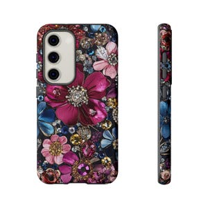 Bling glam bejeweled cell phone case for iPhone and Samsung style.