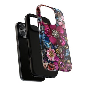 Bling glam bejeweled cell phone case for iPhone and Samsung style.