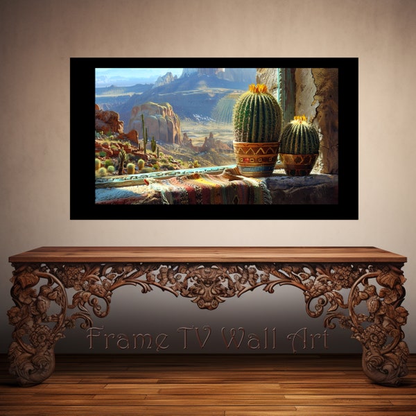 Frame TV art wall art digital image cactus desert textiles business hospital restaurant waiting room artist high quality landscape printable