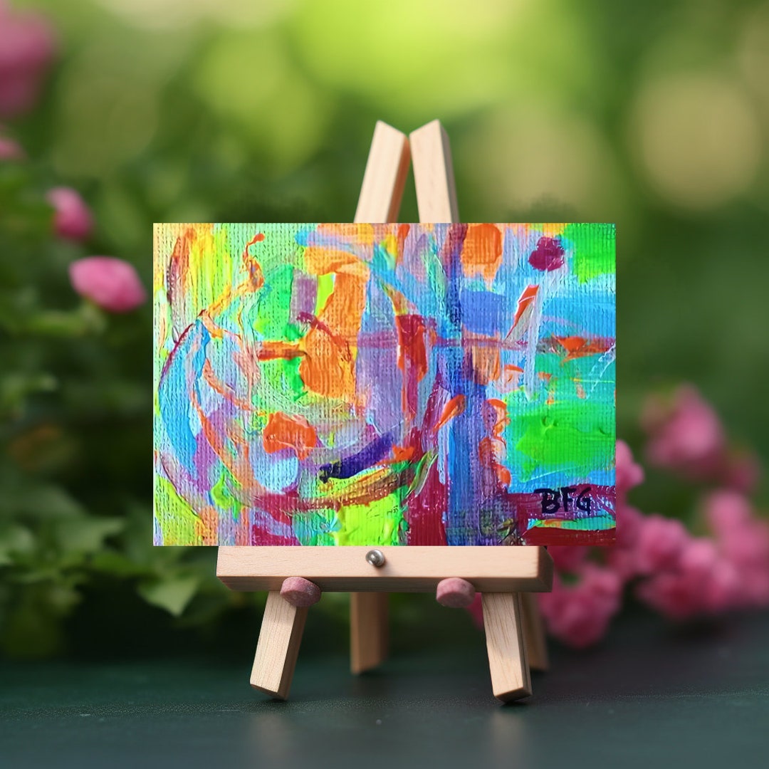 Mini Abstract Painting, 3.5 X 2.5 Inches, Ready to Frame, Gallery ...