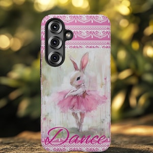 Phone Case Cute Bunny Ballet Dance, Gift for Dancers, Kids, Cute Accessory, Dance Lover, Pink Bunny Hop, Ballerina iPhone, Pixel and Samsung