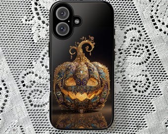 Phone Cases, Halloween Pumpkin Tough Case, Bling Pumpkin Design, Seasonal Aesthetic, Halloween Phone Cover, Spooky Cellphone Case, Fall