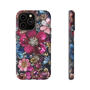 Bling glam bejeweled cell phone case for iPhone and Samsung style.