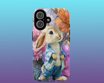 Cute Bunny Phone Case, Floral Rabbit Phone Cover, Tough Protection, Gift for Animal Lovers, Spring Decor, Birthday Present For Kids, Teens