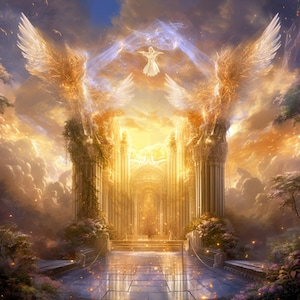 Digital download Heavens Gate image, printable image, Christian images of heaven, artistic wall art and room decor, stress relief, self-care