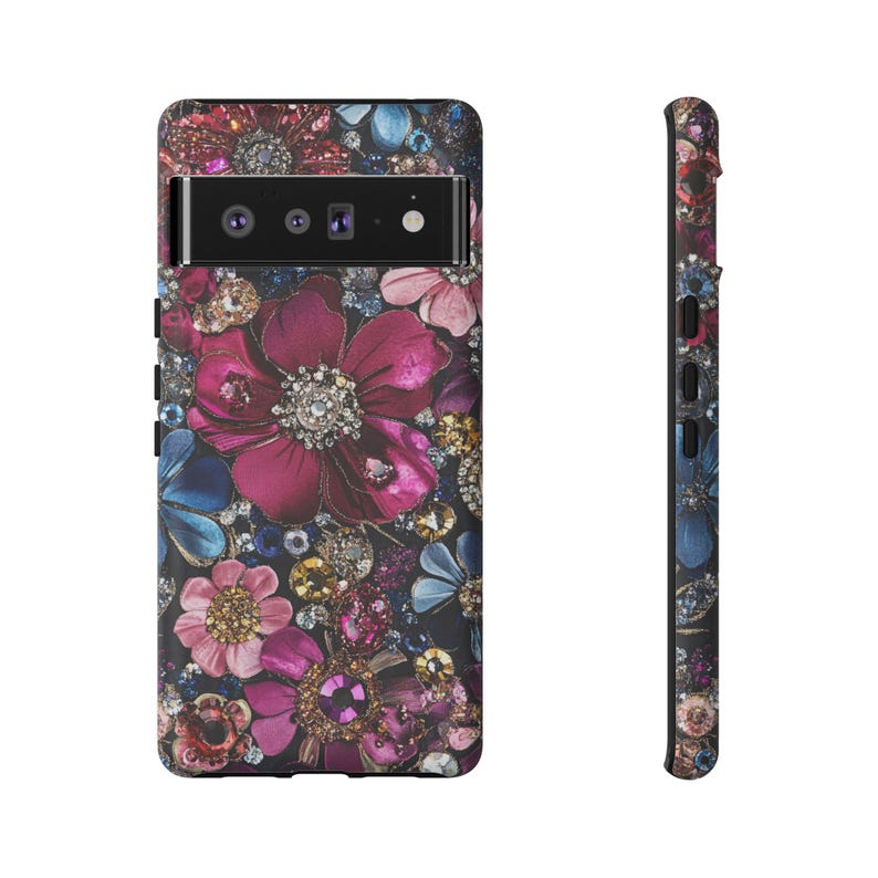 Bling glam bejeweled cell phone case for iPhone and Samsung style.