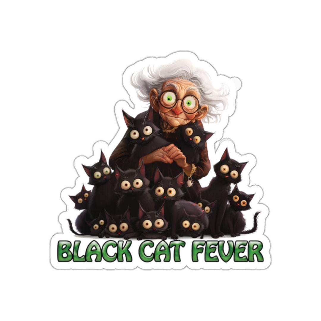 Cat Fever Rings Kiss-cut Stickers Black Cat Fever Kitties Black Kittens Feline ...