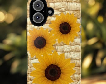 Raffia Sunflower Phone Case: iPhone, Pixel, Samsung - Cottagecore Accessory