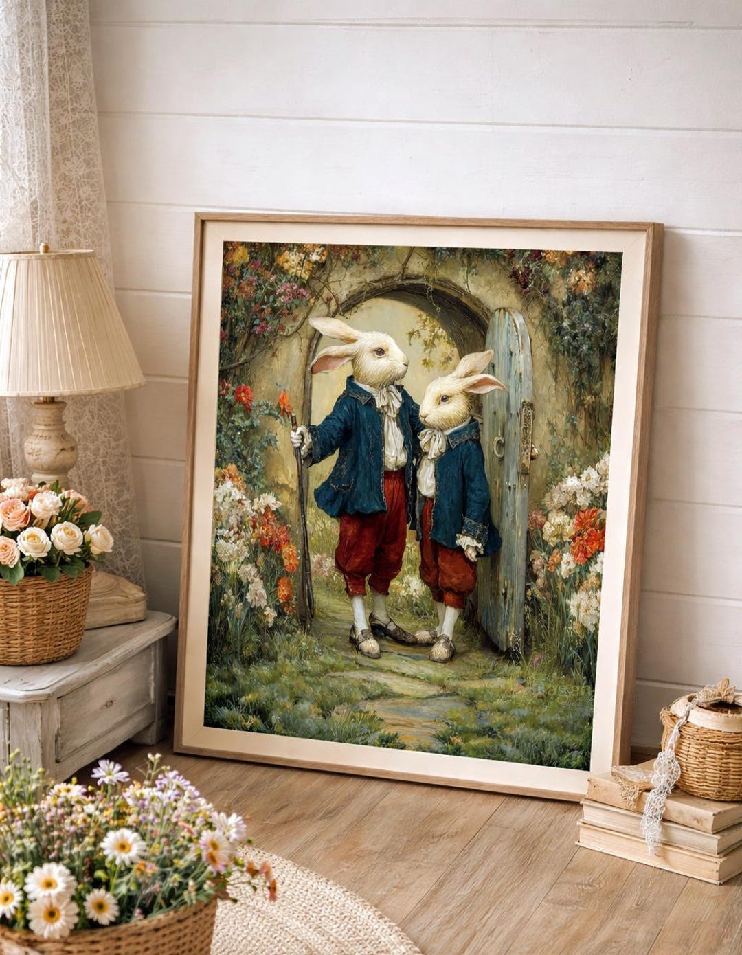 Cottage Core Rabbit Victorian Rabbits Cozy Decor, Cottagecore Animal Digital Image ...