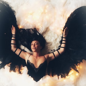 Feather Costume Dancing Wings, strappy burlesque articulating dancing costume wings for dance performance pole, ballet, theatre, bird…