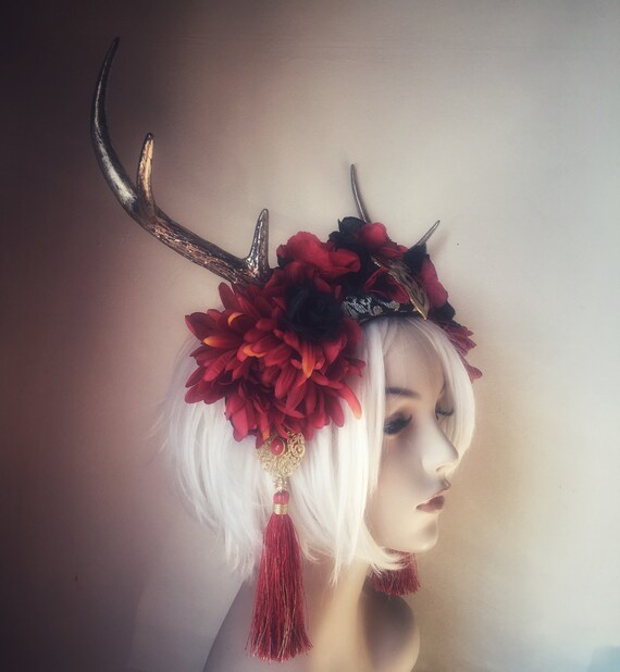 Buy Empress Antler Headdress Lace Floral Wedding Bridal Crown