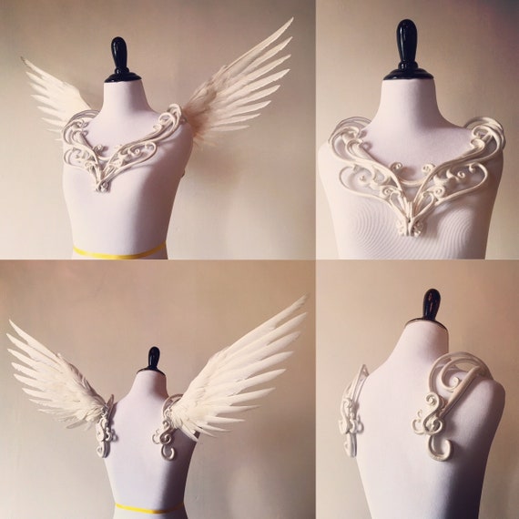 ネックレス・ペンダント Costume Cosplay Angel Choker Wing Large White Feather Angel Wings, Edgy Arch Angel Feather