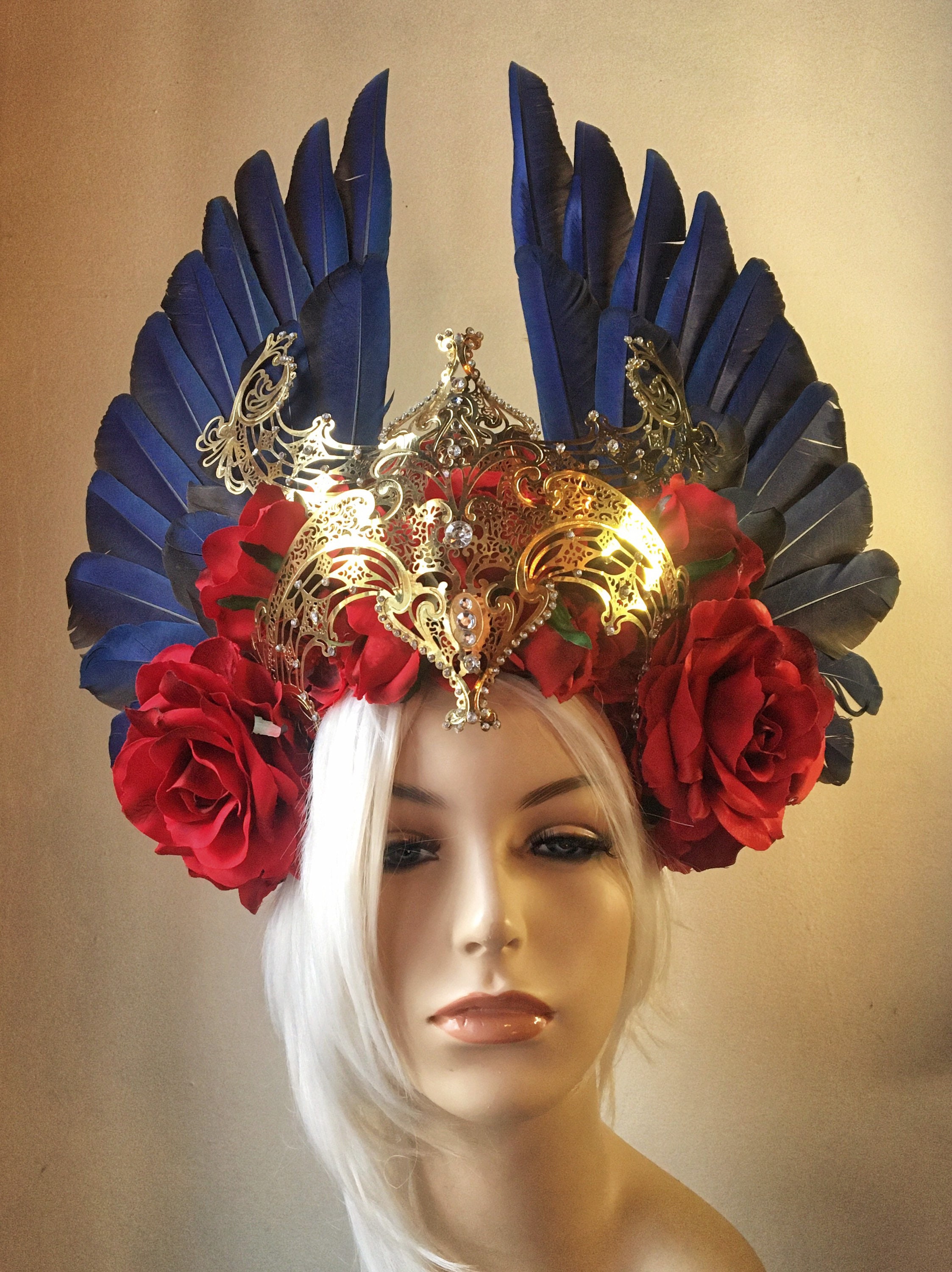Gold Wings & Filigree Headdress : Made to order - Serpentfeathers