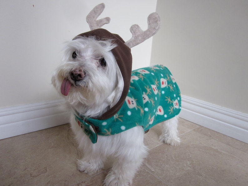 Dog Clothing Reindeer Hooded Jacket Etsy