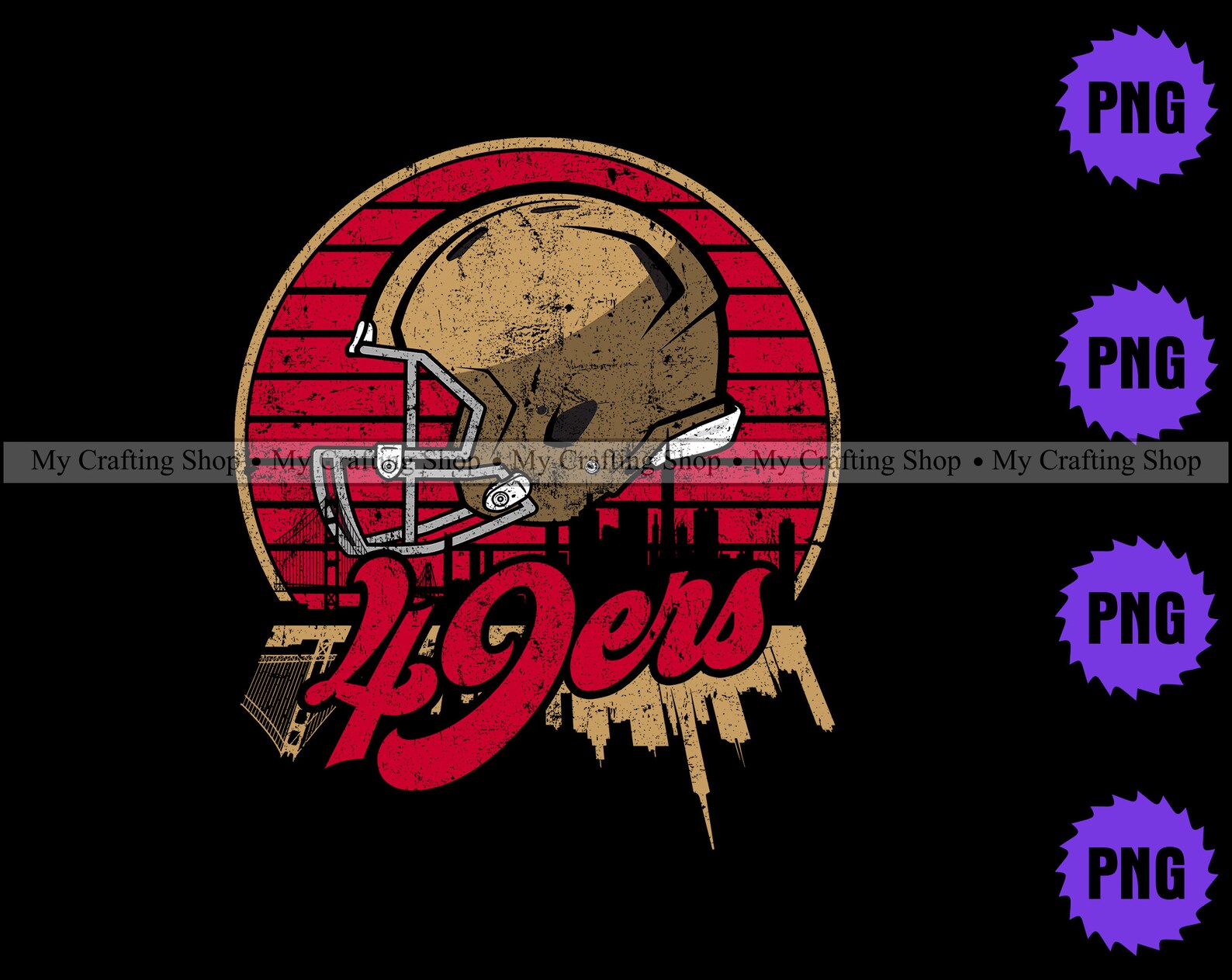 49ers Football Skyline PNG San Francisco Skyline Football | Etsy