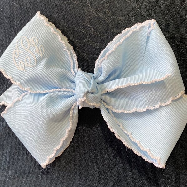 Pale Blue Bow with Monogram