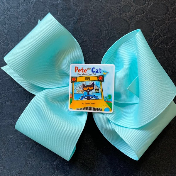 Pete the Cat Hair Bow 6” Teal