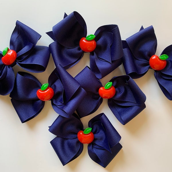 4” School Bow with Apple