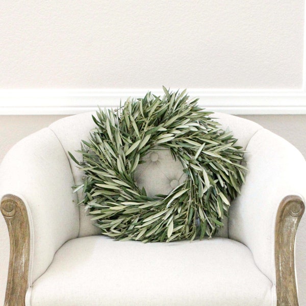 Fresh Olive Branch Wreath 12 inch - Greenery Wreath for front door, church door, wall, window, wedding, home decor, gift to loved one