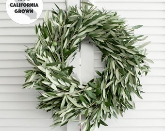 Fresh Handmade Olive Branch Wreath 24 inch - Greenery Wreath for Front Door, Church Door, Wedding, Home Decor, Gift for Loved Ones