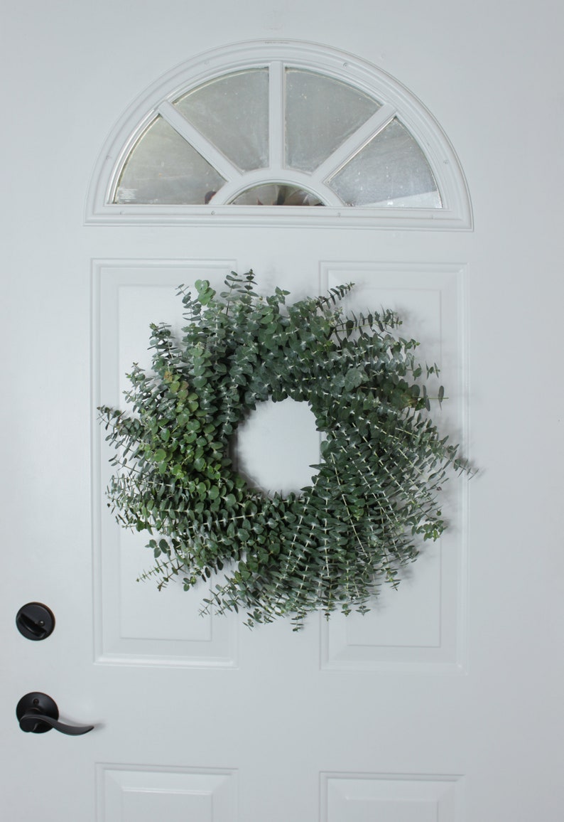 Fresh Cut Living Eucalyptus Greenery Wreath 20" Front Door Porch Church Farmhouse Décor Wedding House Warming Gift for Her Him Mom Bouquet image 9