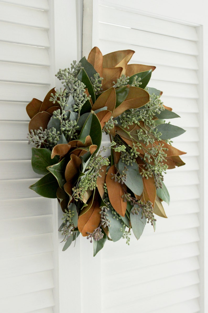 Fresh Handmade Magnolia Seeded Eucalyptus Wreath 12 Etsy
