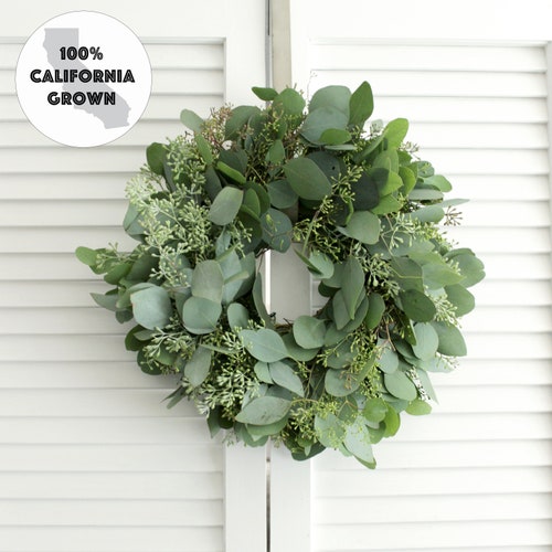Fresh Handmade Seeded Eucalyptus Wreath 16 Inches Greenery Etsy
