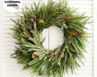 Fresh Handmade Cozy Cottage Wreath  20" - Greenery Wreath for Front Door, Church Door, Wedding, Home Decor, Gift for Loved Ones