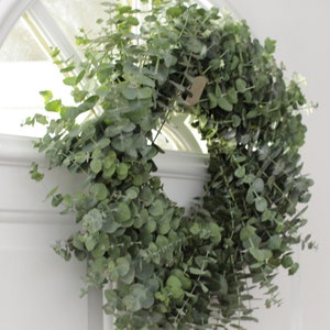 Fresh Cut Living Eucalyptus Greenery Wreath 20" Front Door Porch Church Farmhouse Décor Wedding House Warming Gift for Her Him Mom Bouquet image 2