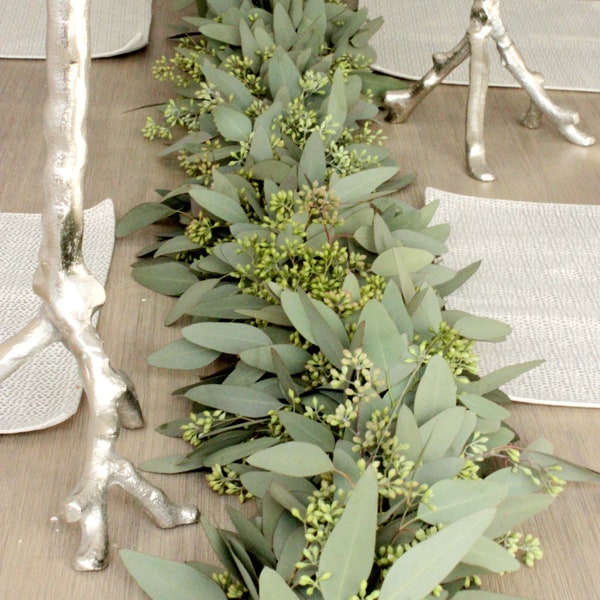 Handmade Fresh Seeded Eucalyptus Garland – 6ft for wedding, home decor, holiday party, christmas decor