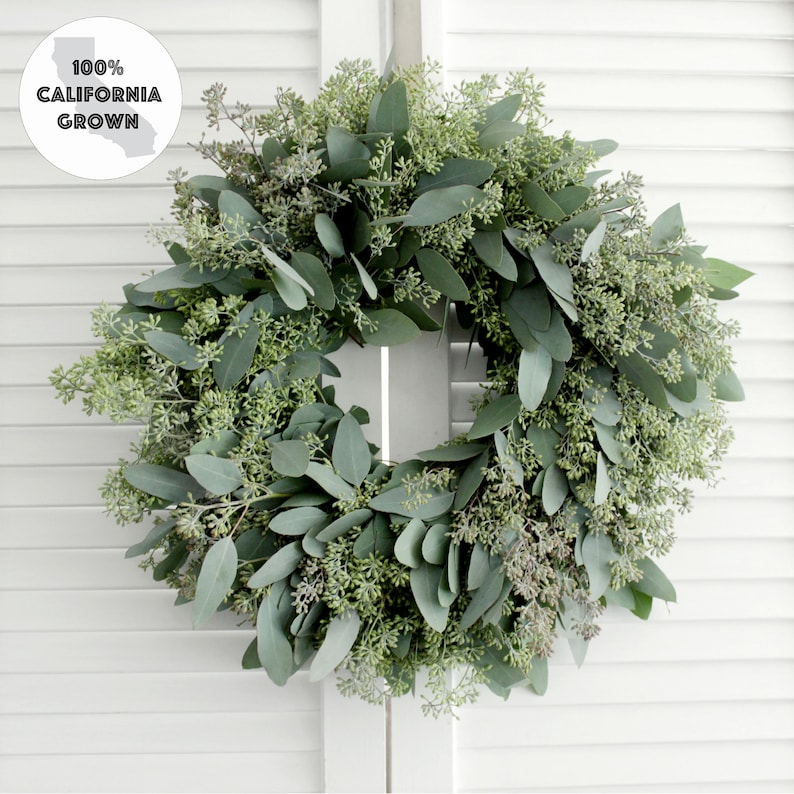 Fresh Handmade Seeded Eucalyptus Wreath 16 inches Greenery Etsy