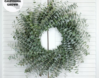 Fresh Cut Living Eucalyptus Greenery Wreath 20"  Front Door Porch Church Farmhouse Décor Wedding House Warming Gift for Her Him Mom Bouquet