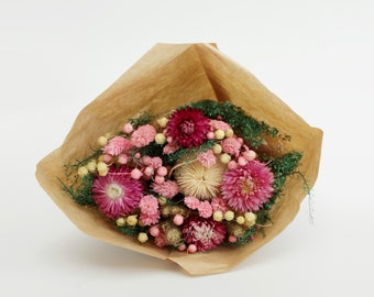 Flora (Pink) | Bundle of Joy Bouquet | Air-dried Preserved Wild Flower Bunch – Gift for her, Home Décor, Wedding