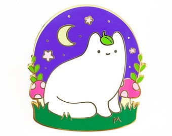Magical Woodland Cat Enamel Pin - Metal Lapel Badge - Cute Illustration by Sparkle Collective