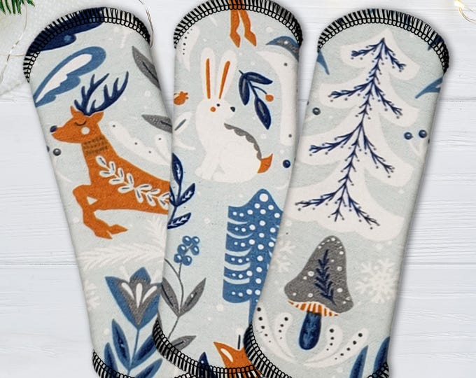 Reusable Panty Liner - Daily Liner - Cotton Flannel - 6" To 9" - Winter Animals