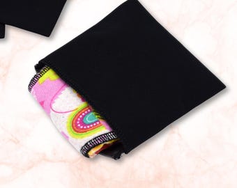 Cloth Pad Wrappers, Leakproof Wet Bag for Reusable Period Pads, Pad Pouch for Panty Liners and Menstrual Pads up to 14", Black